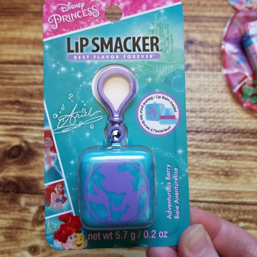 Disney Lip Smacker Key Chain Ring Bag Charm Lip Gloss Chapatick Princess Mickey